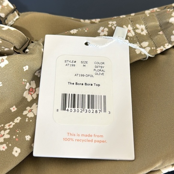 Andie Bikini Top M Olive Ditsy Floral Bora Bora NWT Convertible Straps 7765 - Picture 11 of 16